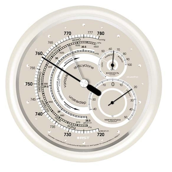 Настенный барометр-анероид с термометром и гигрометром.