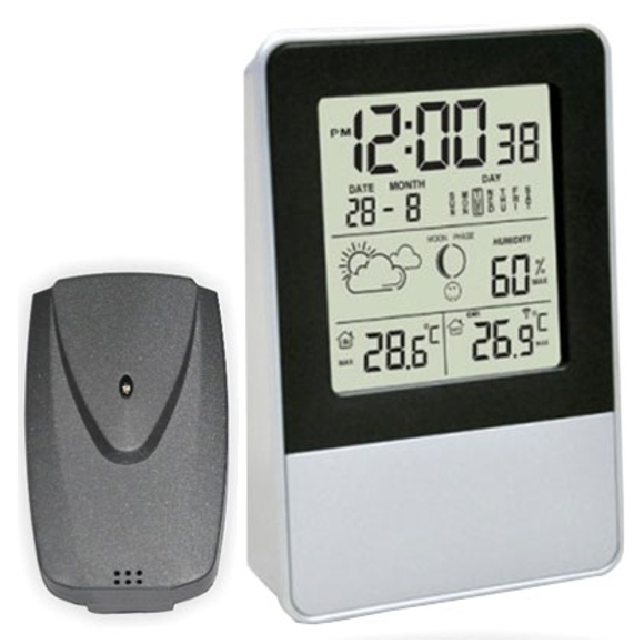 Электронный термометр-гигрометр с радиодатчиком температуры и встроенным датчиком влажности.