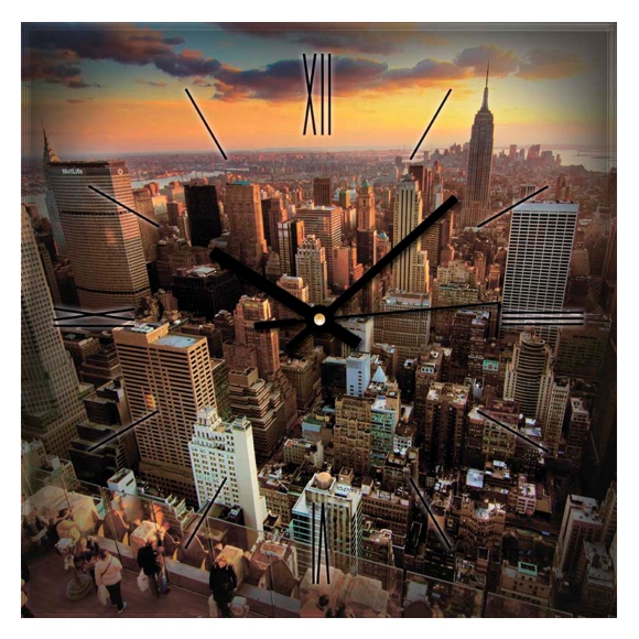 Часы Нью-Йорк настенные из стекла.