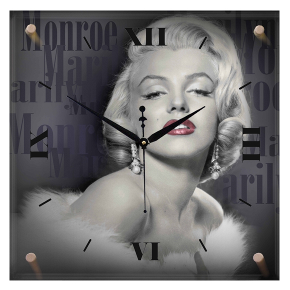 Часы с Мерлин Монро настенные из стекла.