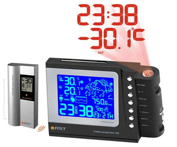 Проекционные часы с барометром и радиодатчиком уличной температуры