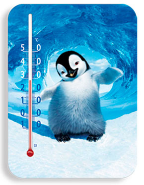 Комнатный термометр с  магнитом, липучкой и пингвином
