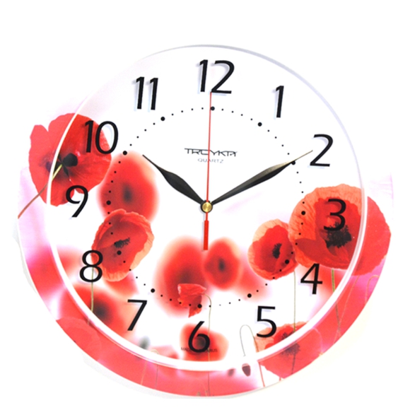 Бело-красные настенные часы Маки.